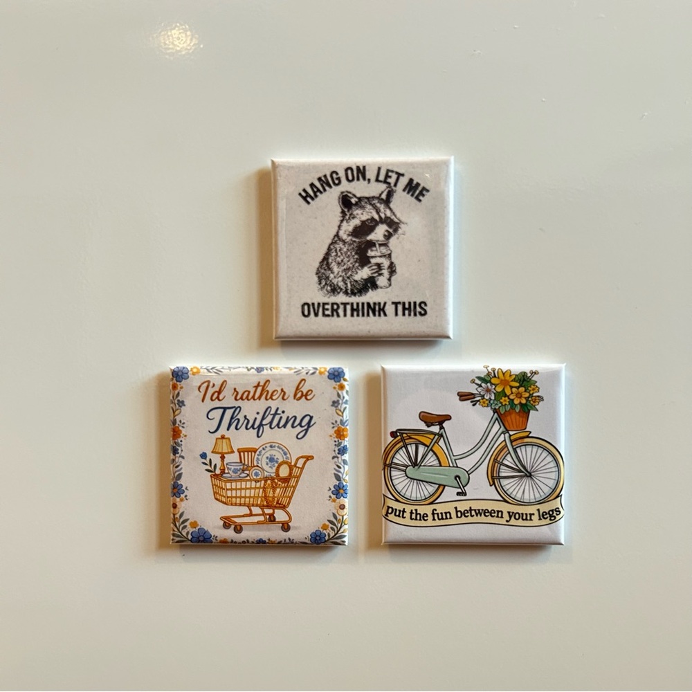 Set of 3 Custom Handmade 2x2” Square Magnets
